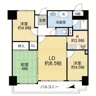 八木西ガーデンハウス【602号室】の間取り