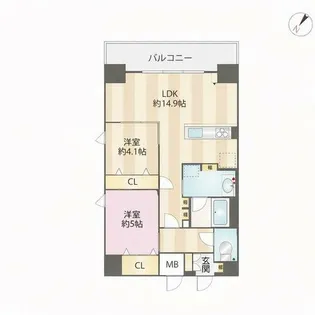 インシグニア渡辺通【601号室】の間取り
