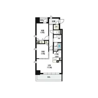 エーレックス西宮【2階】の間取り