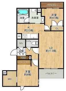シャーメゾンシエル阪南【301号室】の間取り