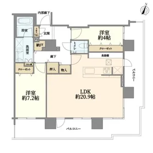 ブランズタワーアイム札幌大通公園【14階】の間取り