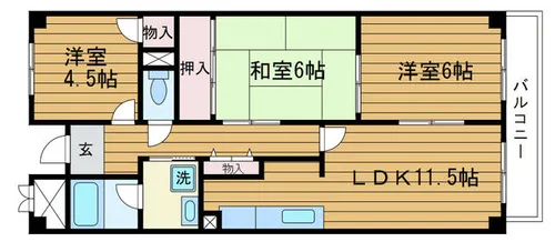 サンヒルズ千里【3階】の間取り