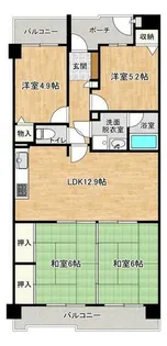 藤和奈多ハイタウン【5階】の間取り