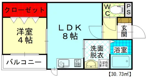 Cotto九工大前【1階】の間取り