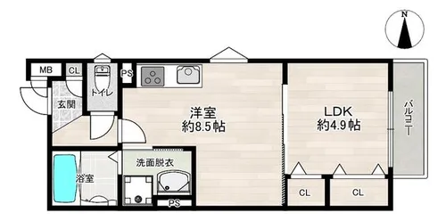 クリエオーレ大蓮東Ⅱ【201号室】の間取り