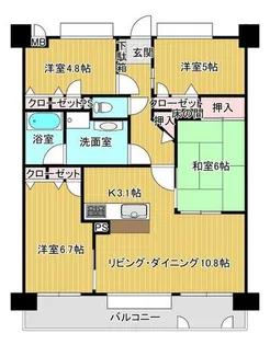 コアマンションパークシティ【907号室】の間取り