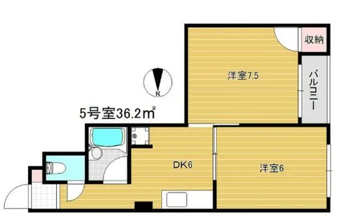 ハイツ浮田【6階】の間取り