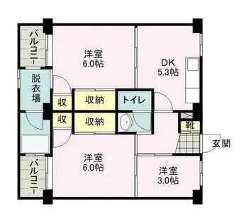 ビレッジハウス古賀 3号棟【209号室】の間取り