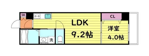 マリーベル深江橋【1階】の間取り