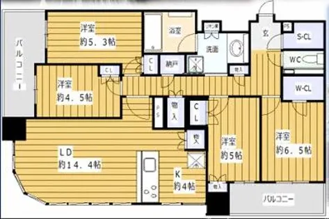 シエリアルタワー中之島【38階】の間取り