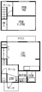 川辺アパート【2号室】の間取り