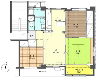 山御影マンションC棟【5階】の間取り