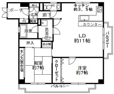 ルグラン帝塚山【3階】の間取り