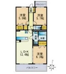 サンライフリラ【3階】の間取り