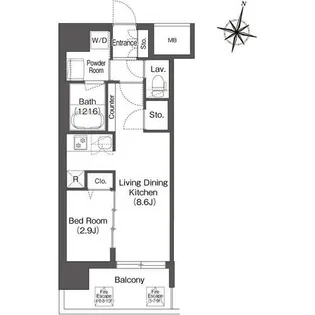 コンフォリア リヴ京橋【0301号室】の間取り