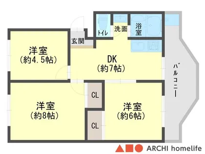 ヤナギマンション【4階】の間取り