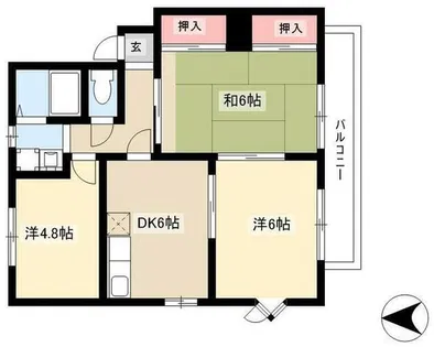 リバーパーク楠 ビー202号室【2階】の間取り
