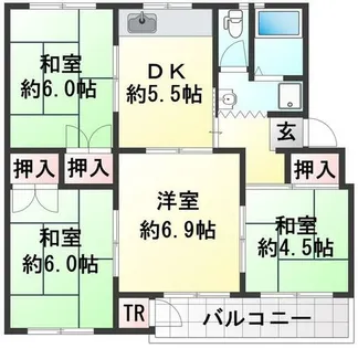 名谷1団地 3号棟【4階】の間取り