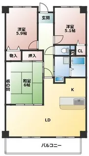 ラフォレ北園田【303号室】の間取り