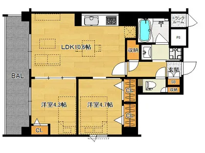 GRANDEUR KAMANZA(グランドール釜座)【3階】の間取り