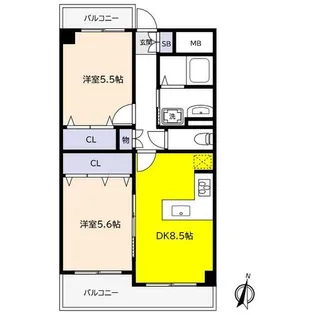 ヴィレッジサンエイト【2階】の間取り