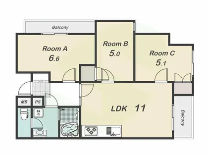 ガーデンハイム狭山A棟【4階】の間取り