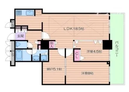 ローレルコート難波【9階】の間取り