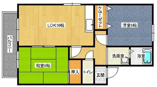 ヴァンベール大浦【D202号室】の間取り