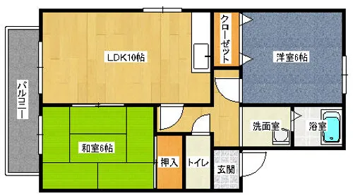 ヴァンベール大浦【D202号室】の間取り
