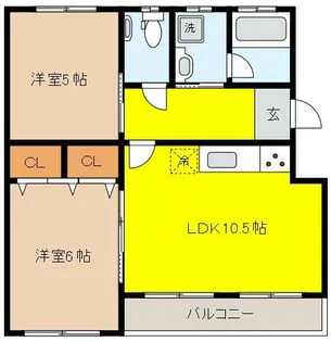 住吉山手荒木マンション【3階】の間取り