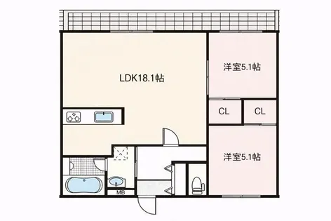 ヒルズ桜坂南【302号室】の間取り