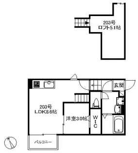 maison SOLEIL【203号室】の間取り