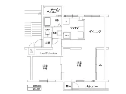 鶴甲コーポ15号館【3階】の間取り
