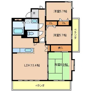 イムザックコート【405号室】の間取り