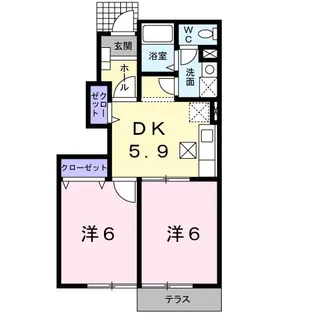 エヴァーグリーンF【1階】の間取り