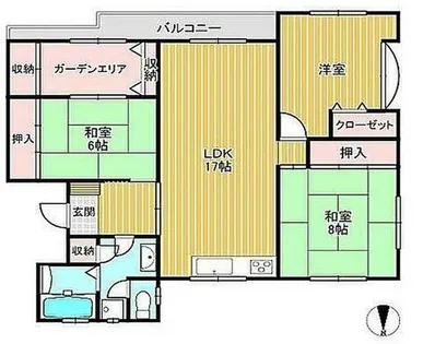 近鉄東生駒ガーデンハイツK号棟【501号室】の間取り
