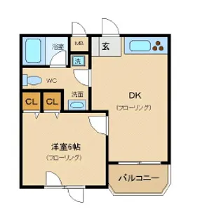 グランゼコールミツフサウス【5階】の間取り
