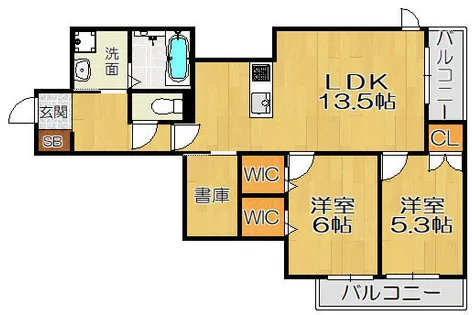 クレールメゾン東園田【1階】の間取り