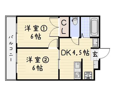 長浜ハイツ【1階】の間取り