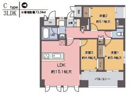ラ・シャルム江坂公園【5階】の間取り