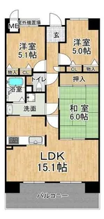 ウエストコート8番街・2番館【9階】の間取り