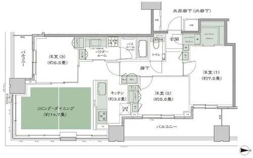 梅田ガーデンレジデンス【15階】の間取り