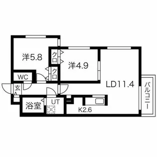 ブランシャール桑園【3階】の間取り