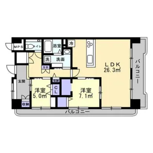 白亜館【701号室】の間取り