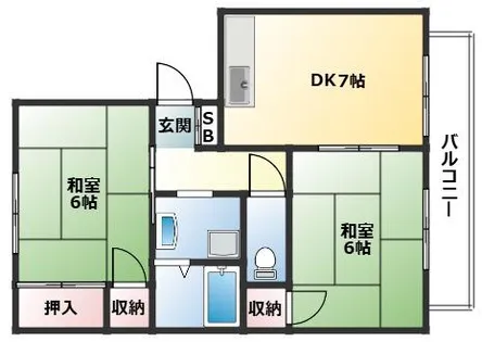 猪名寺グリーンハイツ【202号室】の間取り