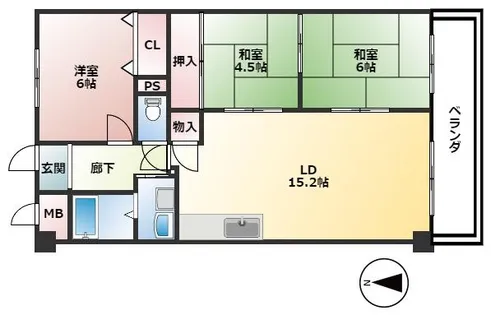 イーストハイム【4階】の間取り