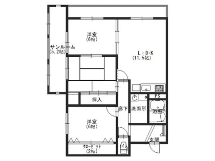 京口ハイツ【401号室】の間取り