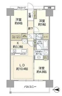 シティテラス鶴見緑地公園【808号室】の間取り