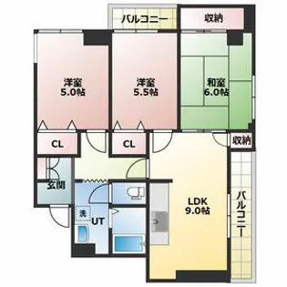 ヴェルデ山鼻【5階】の間取り