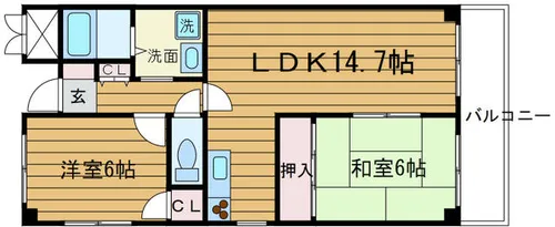 千里ピュアーライフ【6階】の間取り